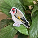 Hand Embroidered Brooch Goldfinch