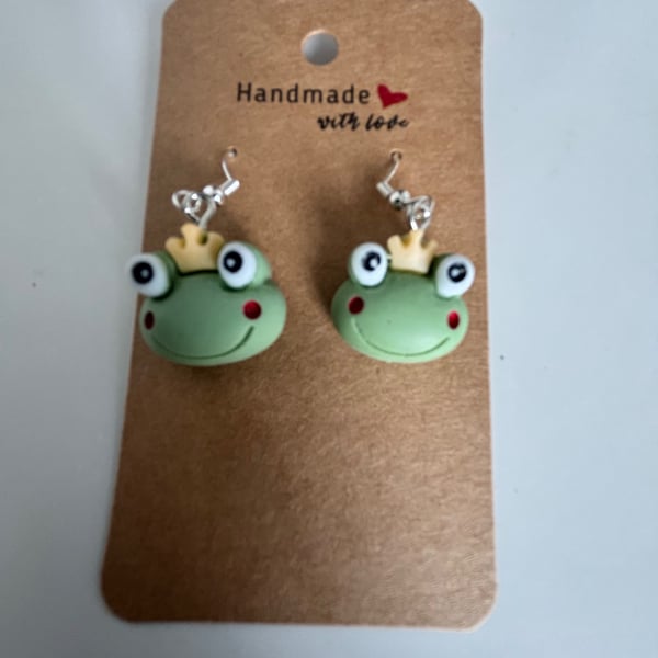 Sterling Silver Earrings - Frog with Crown - Brand New & Sealed!! 