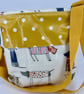 Handmade cream dog and mustard spotty cotton oilcloth crossbody bag - Image 2