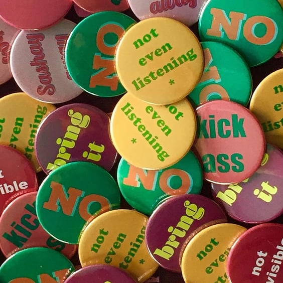Fun quirky word badges by Jo Brown choose 1 from 15 designs