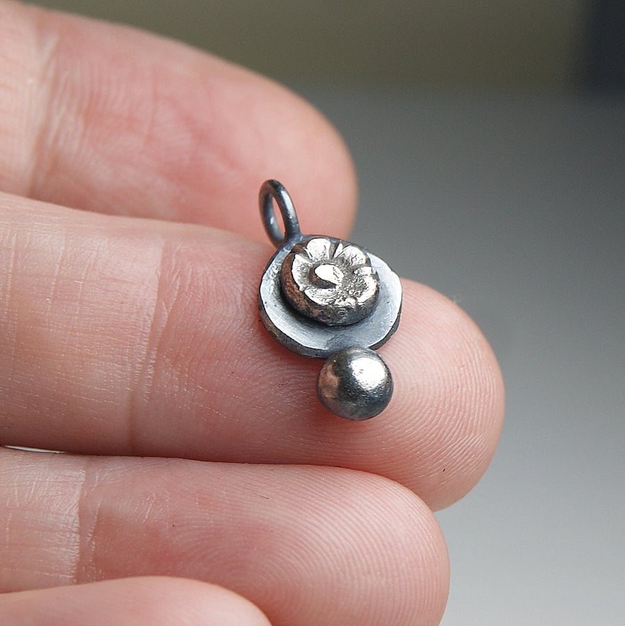 Flower Pendant, Sterling Silver Organic Necklace