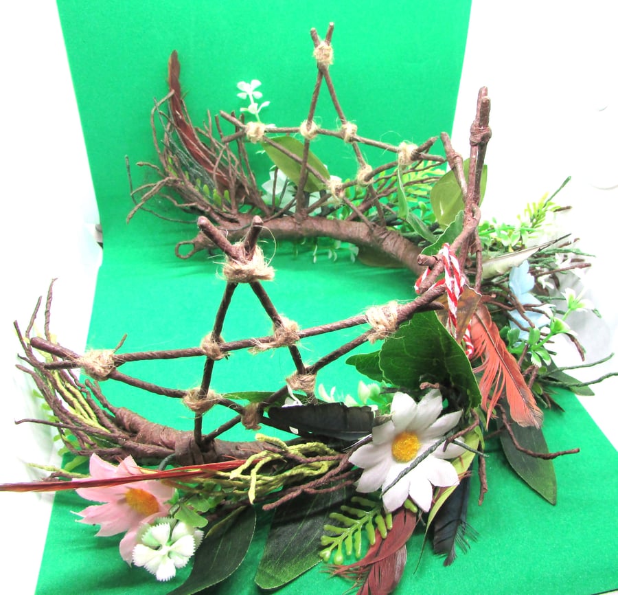 Fantasy Crown Fairy  Woodland Wedding Nature Headdress, Cosplay Bridal Crown