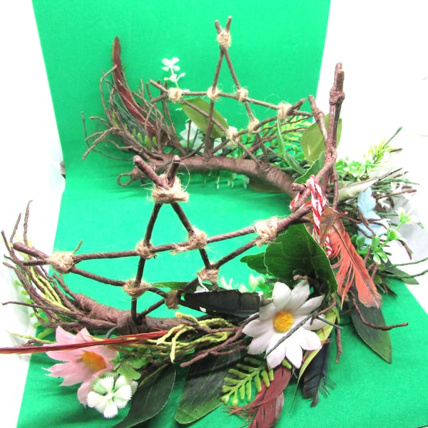 Fantasy Crown Fairy  Woodland Wedding Nature Headdress, Cosplay Bridal Crown