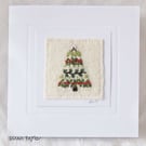 HAND EMBROIDERED CHRISTMAS TREE CARD WINTER FOLIAGE
