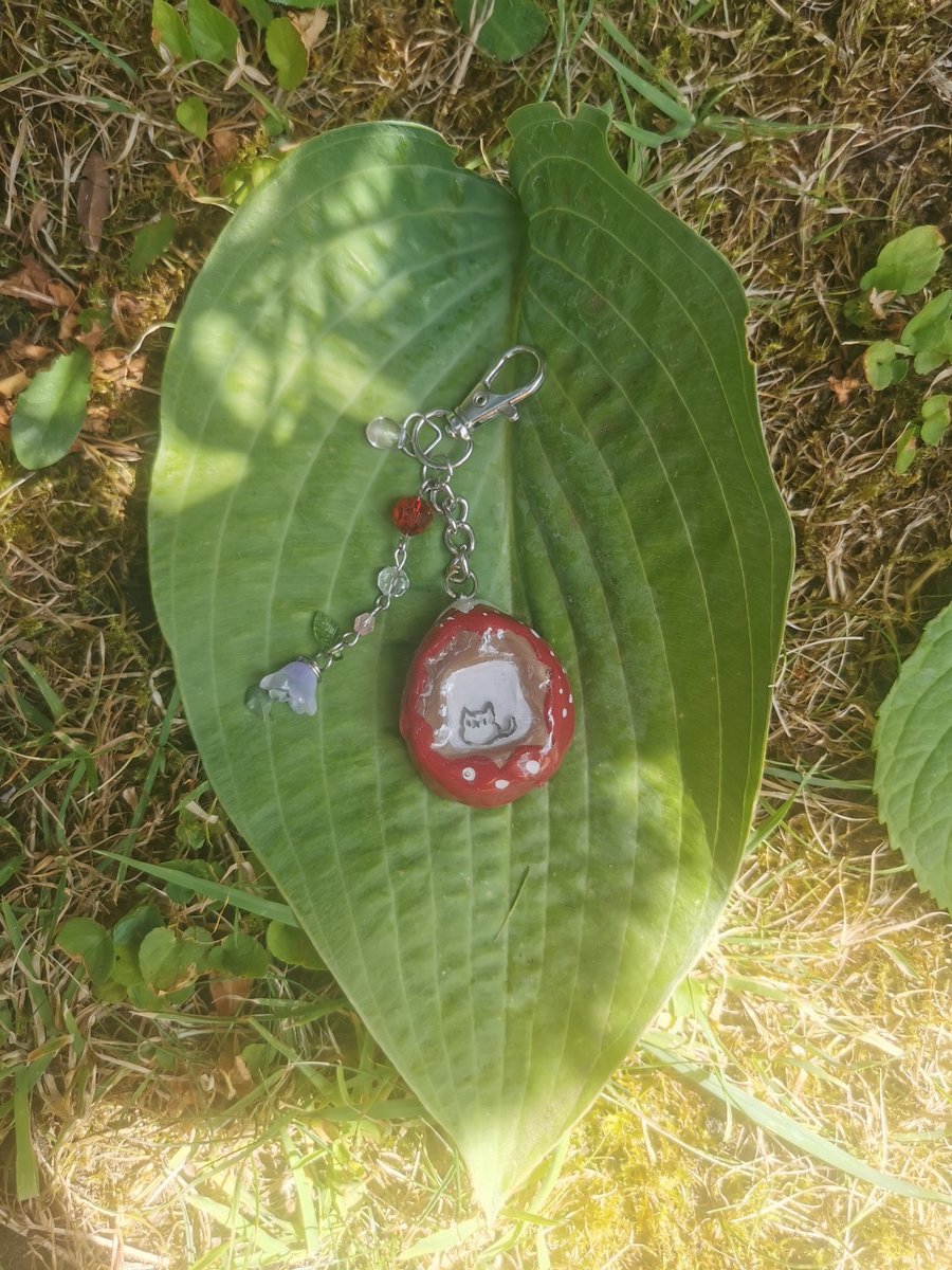 Clay Tamagotchi Keyring (cat) 