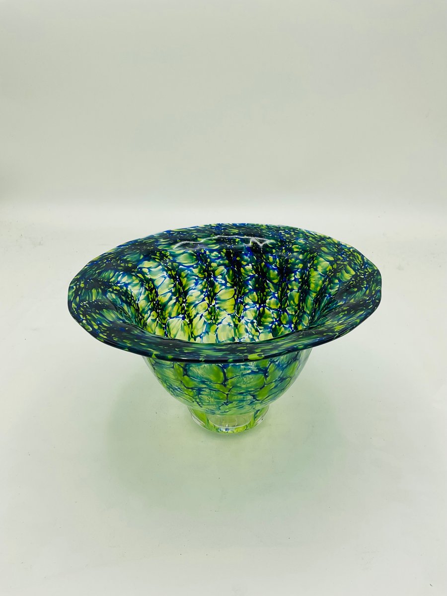 Blue Opaque Light Green Urchin Bowl