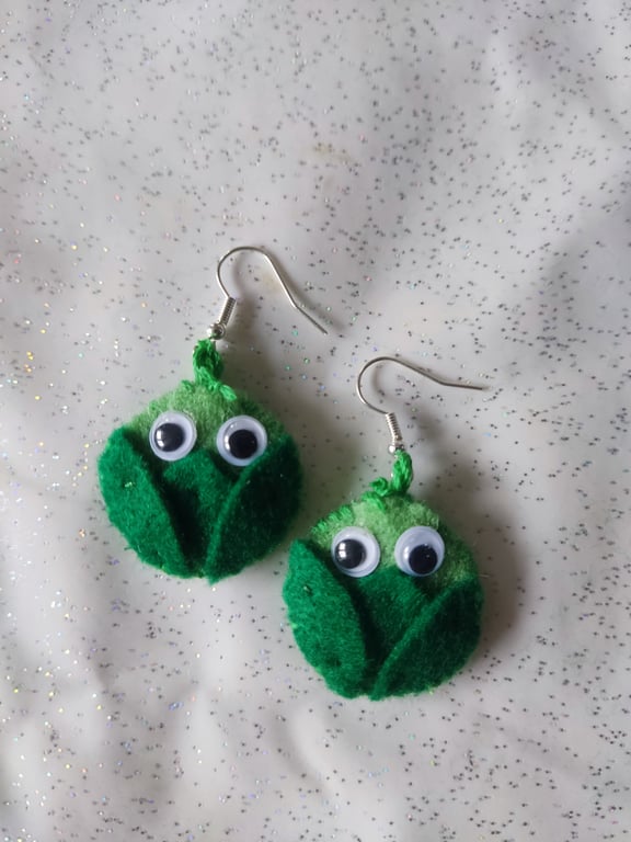 handmade felt Brussel sprout earrings