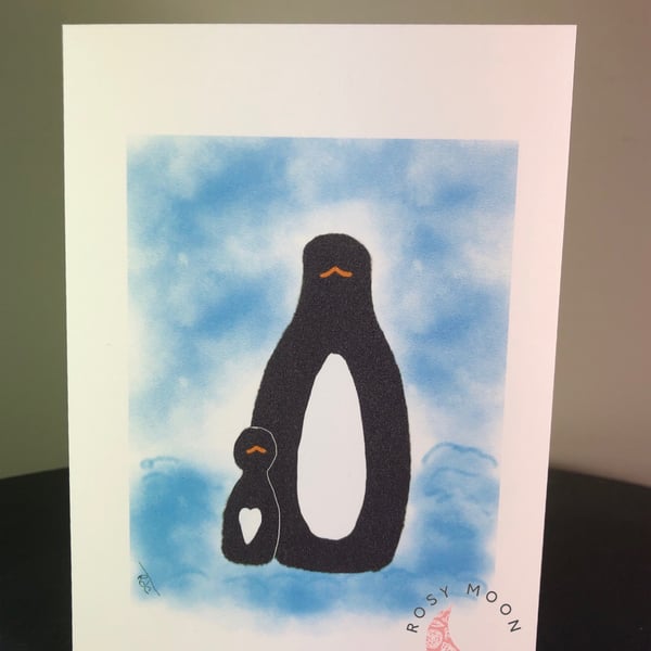 Little Penguin Big Penguin Blank Card 