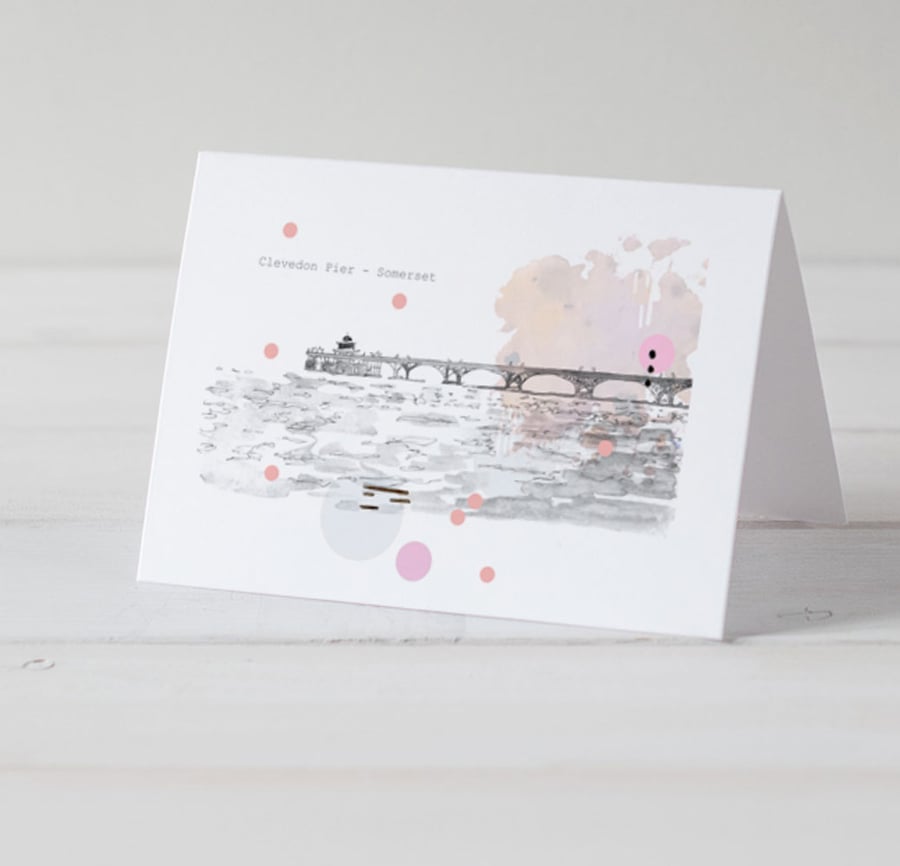 Clevedon Pier - Somerset - Blank Greeting Card