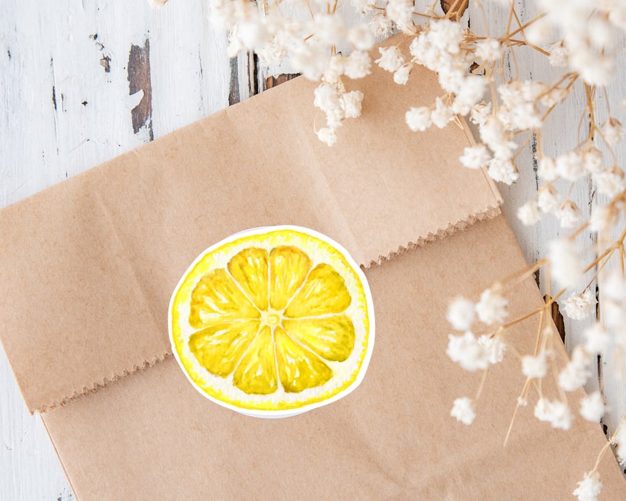 Lemon Slice Stickers Round Stickers sheet, envelope seals, gift stickers, 24 pcs