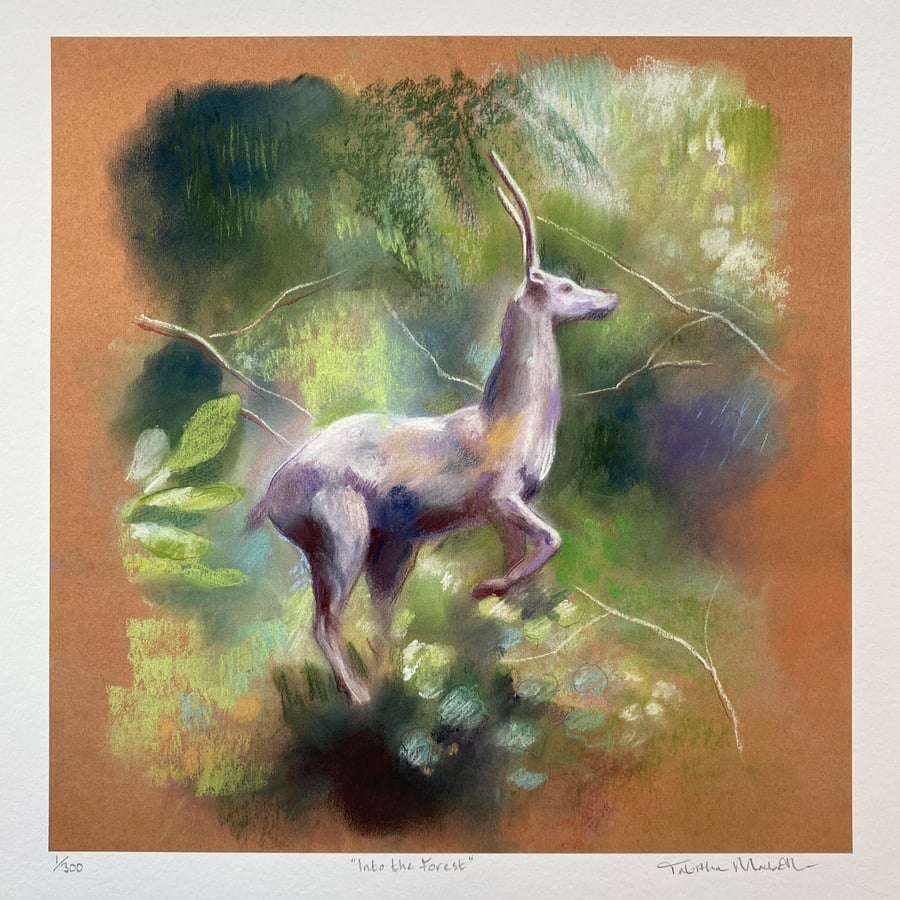 Deer Art print. Stag Art print, seasonal deer art, Christmas stag, impressionist