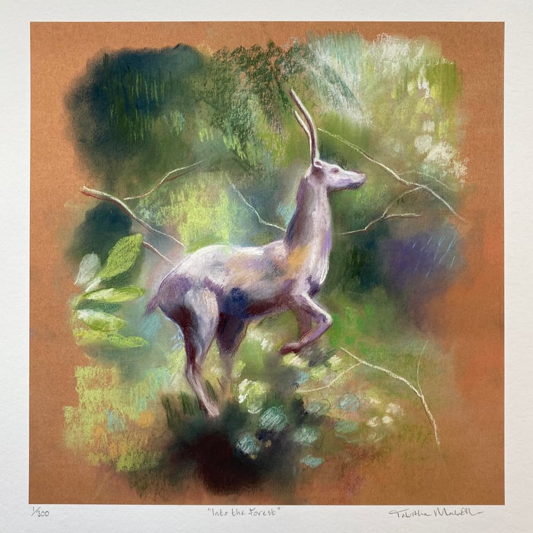 Deer Art print. Stag Art print, seasonal deer art, Christmas stag, impressionist