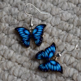 Blue Enamel Butterfly Natural World dangly earrings