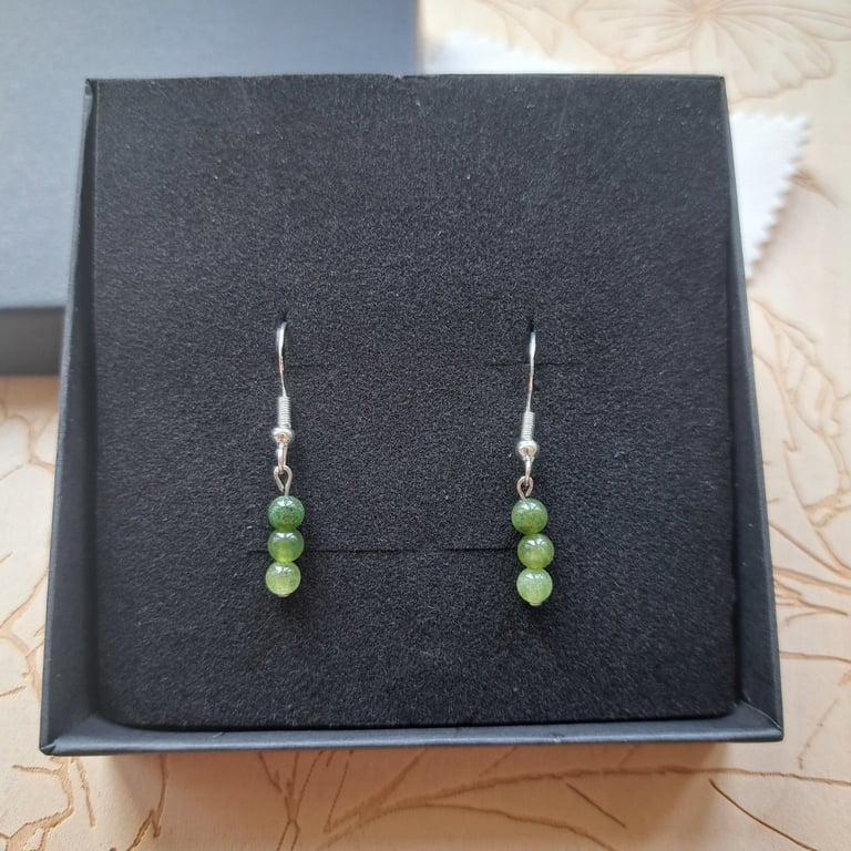 Green Peridot bead earrings.