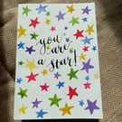You are a star Card Watercolours and Ink Card