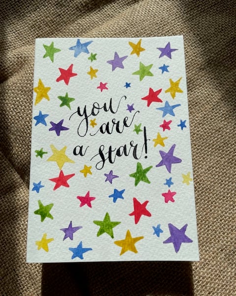 You are a star Card Watercolours and Ink Card