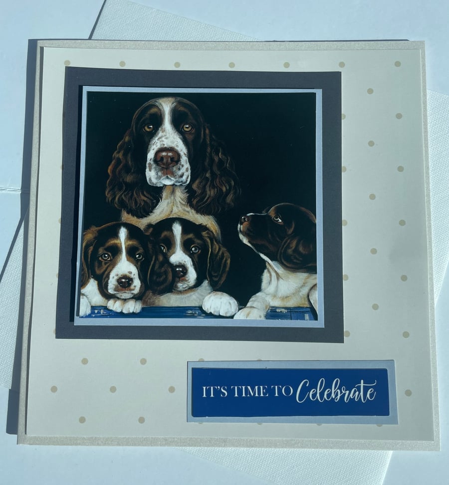 English Springer spaniel family time to celebrate card