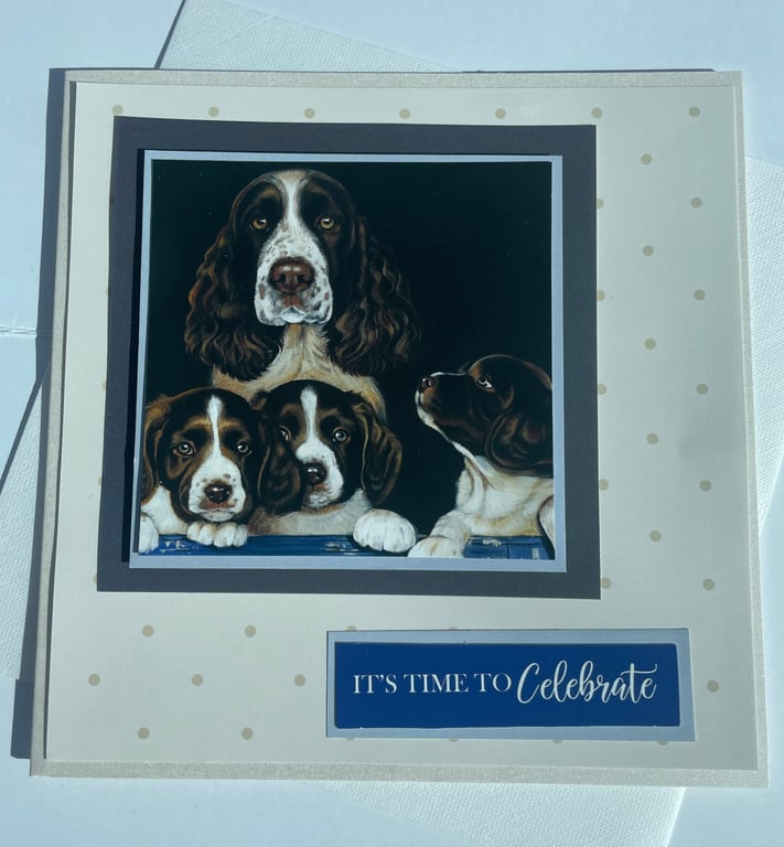 English Springer spaniel family time to celebrate card