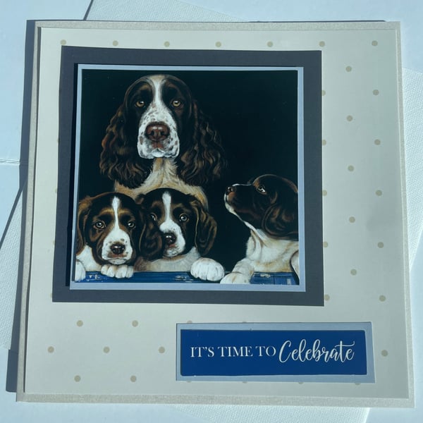 English Springer spaniel family time to celebrate card