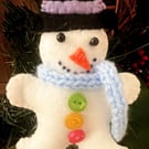 Felt snowman with blue scarf