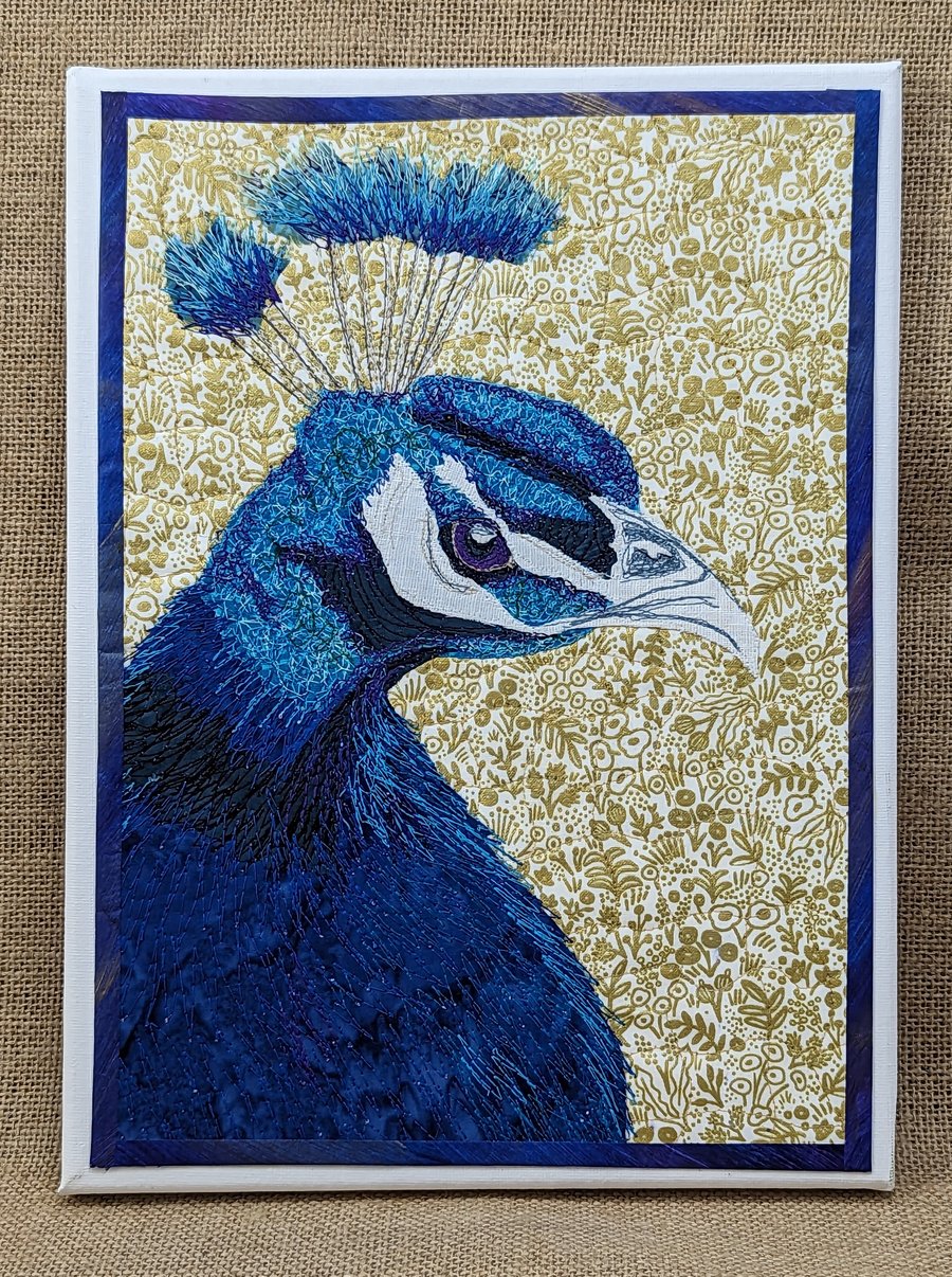 Peacock textile artwork 