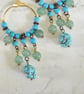 "Cleopatra" Turquoise and Aventurine Gemstone Beaded Hoop Earrings - Image 4