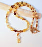 Citrine, Banded Agate & Ambronite Necklace, November Birthday, Anniversary Gift - Image 3