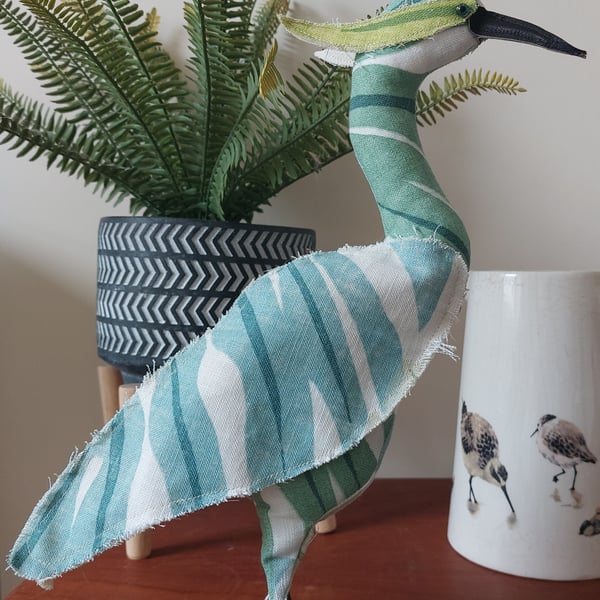 Quirky Wading Bird Fabric Soft Sculpture Ornament Decoration