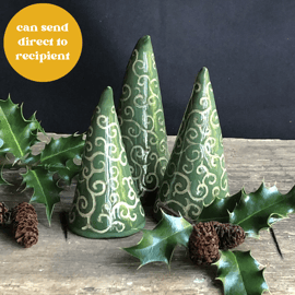 Sgraffito swirl tree trio  - set 1