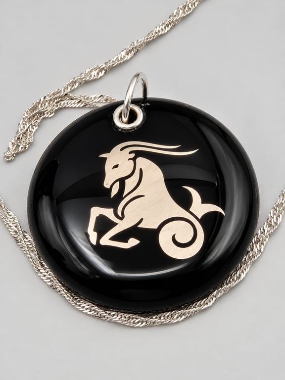 Capricorn Fused Glass Pendant with Real Platinum Lustre Symbol