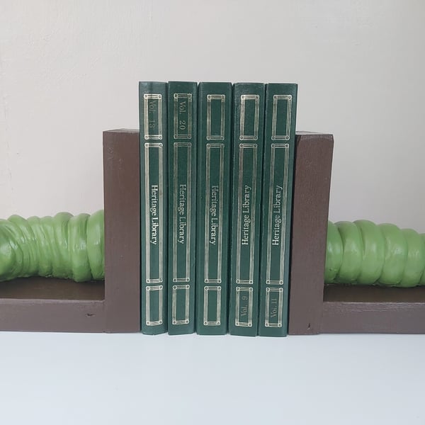 Handmade Clay bookworm bookends Worm character Retro style