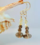 Smoky Quartz Earrings With Yellow Swarovski Crystals - Handmade In Devon - Image 1