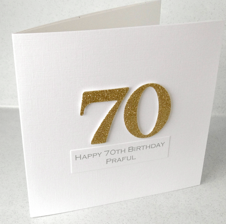 Handmade 70th birthday card - personalised with... - Folksy