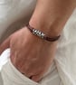Women's Leather Wrap Bracelet, Silver Plated Floral Boho Bracelet - Image 1