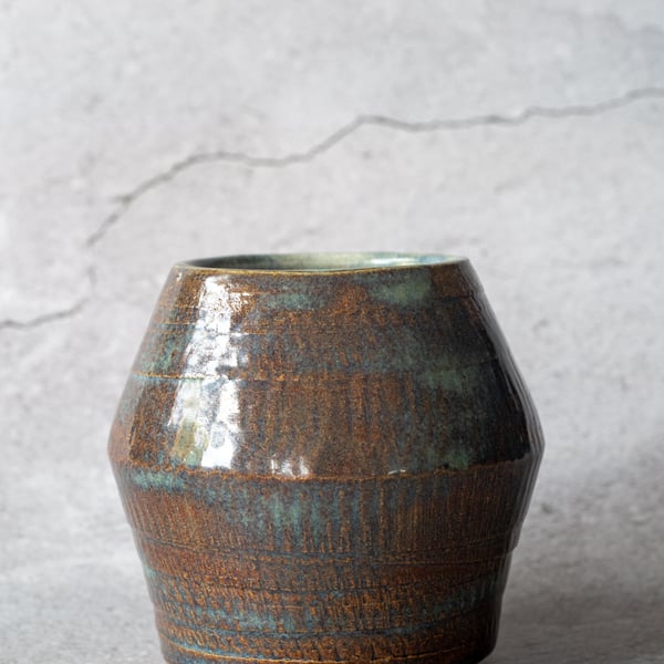Stoneware vase, handmade pottery.