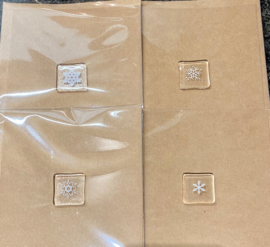 Fused glass snowflake Christmas card