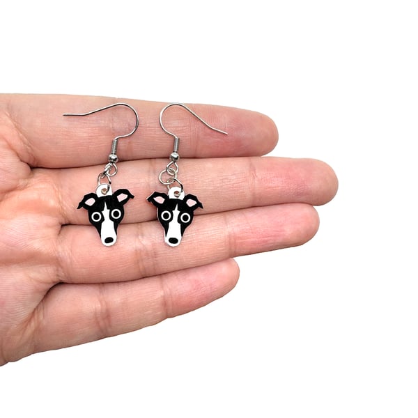 Whippet Earrings - Handpainted - Dog Earrings