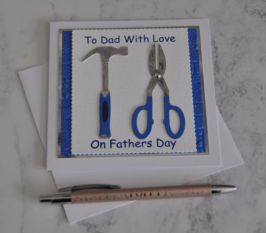 Father's Day Card DIY Tools Hammer Pliers To Dad With Love 3D Luxury Handmade
