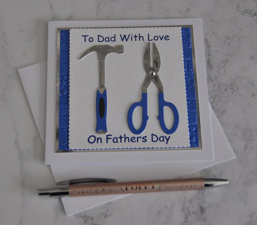 Father's Day Card DIY Tools Hammer Pliers To Dad With Love 3D Luxury Handmade
