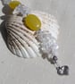 SALE Yellow Jade & Clear Quartz Gemstone Beaded Bracelet "Sunflower Mist"  - Image 5