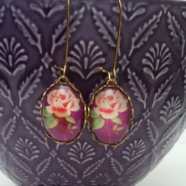 Floral Cabachon Earrings 