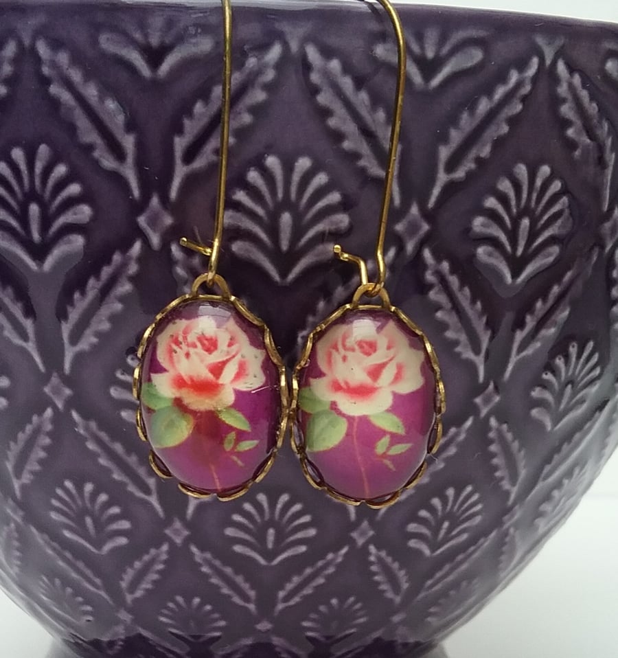 Floral Cabachon Earrings 
