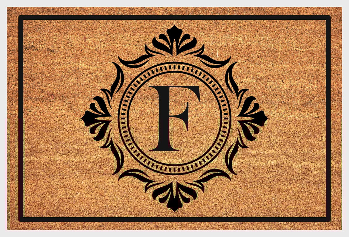 F Letter Door Mat - Monogram Letter F Welcome Mat - 3 Sizes