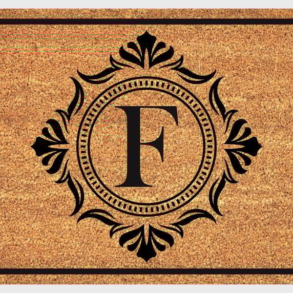 F Letter Door Mat - Monogram Letter F Welcome Mat - 3 Sizes