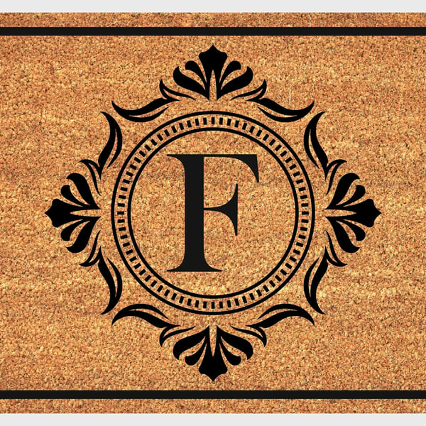 F Letter Door Mat - Monogram Letter F Welcome Mat - 3 Sizes