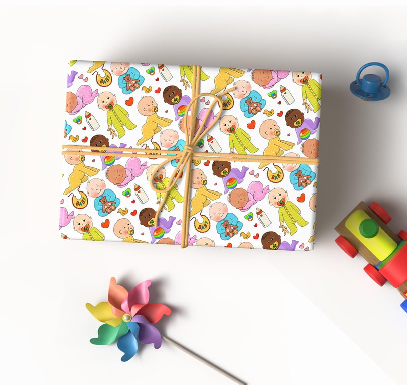 Baby wrapping paper, Christmas baby wrapping paper, new baby gift wrap