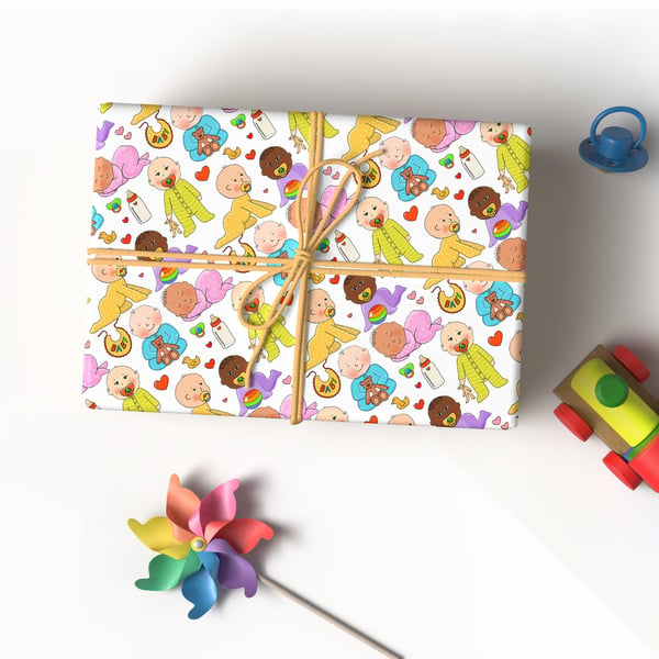 Baby wrapping paper, Christmas baby wrapping paper, new baby gift wrap