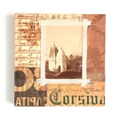 Original Vintage Ephemera Collage on Wood Panel, 12x12cms, Free UK Postage (195)