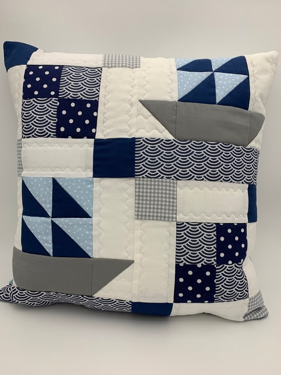 Boat Themed Patchwork Cushion