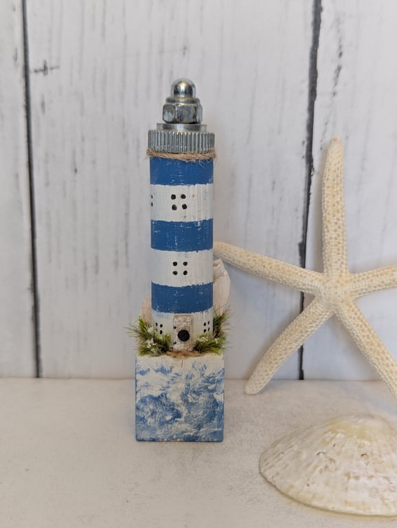 Perfectly Imperfect Lighthouse - Handmade Wooden Decoration 